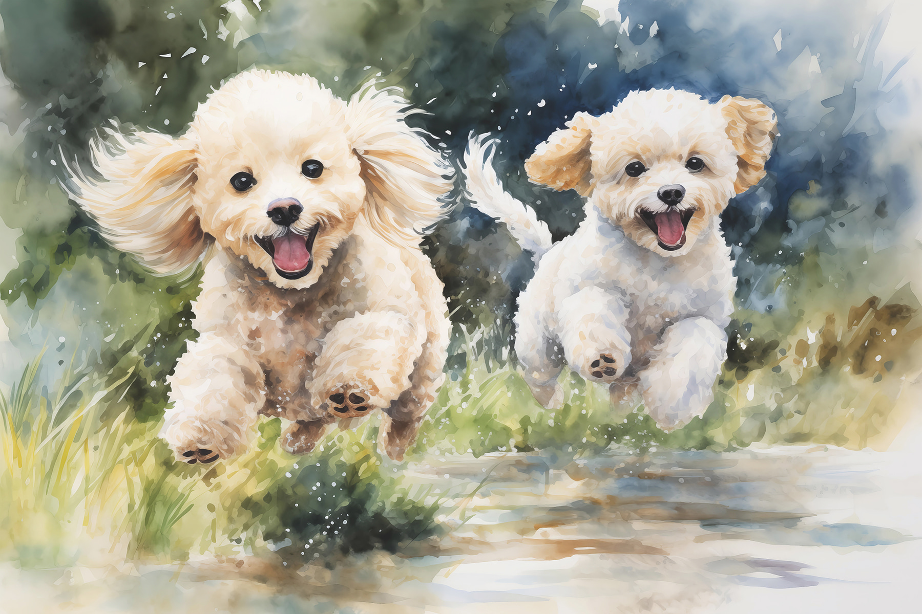 Two dogs jumping in the air Two dogs jumping in the air