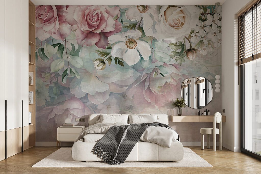 Painting of flowers on a surface