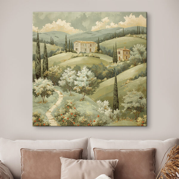 Painting of a house on a hill Painting of a house on a hill