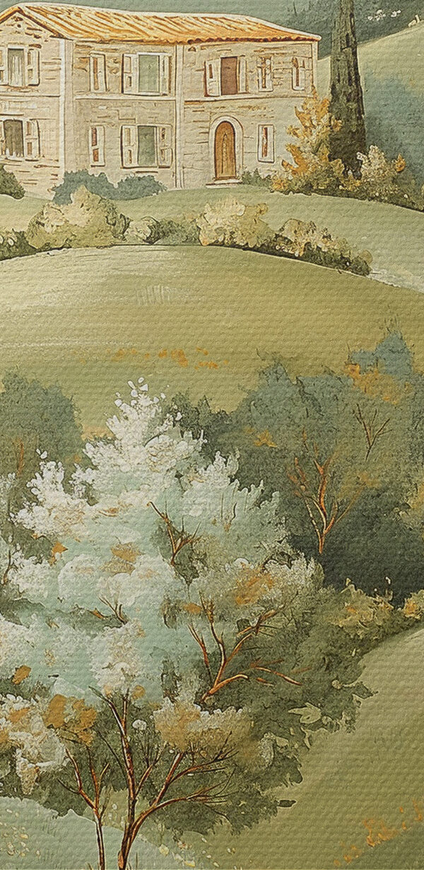 Painting of a house on a hill Painting of a house on a hill