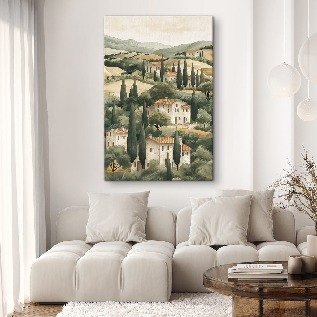 Landscape with houses and trees