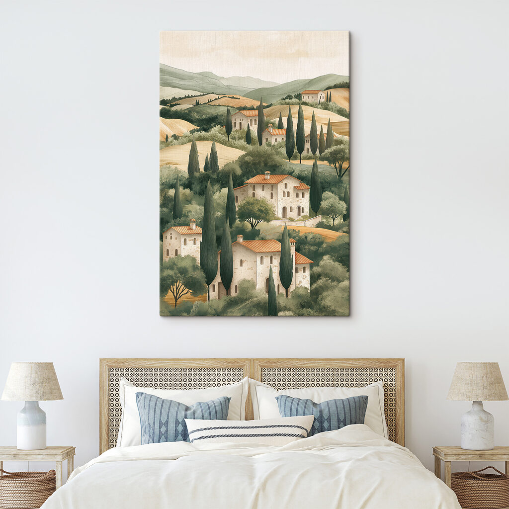 Landscape with houses and trees