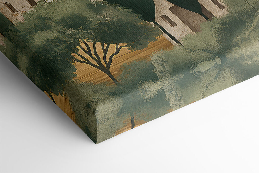 Landscape with houses and trees