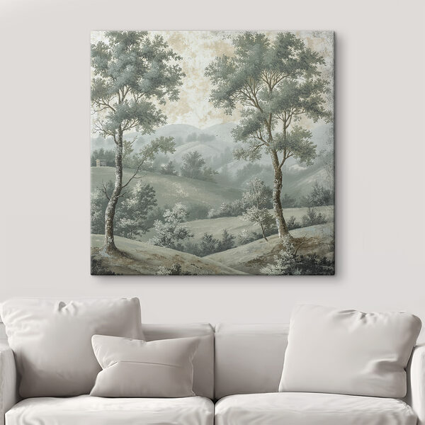 Painting of trees on a hill Painting of trees on a hill