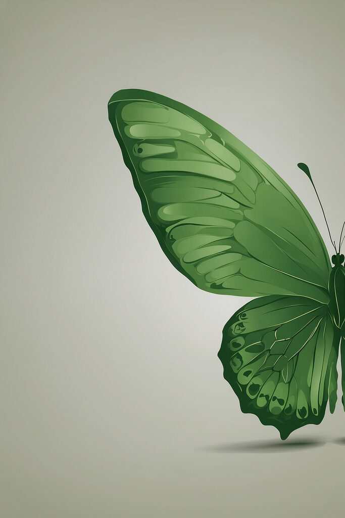 Green butterfly with wings Green butterfly with wings