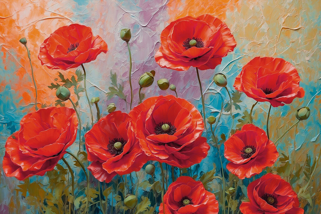 Painting of red flowers Painting of red flowers