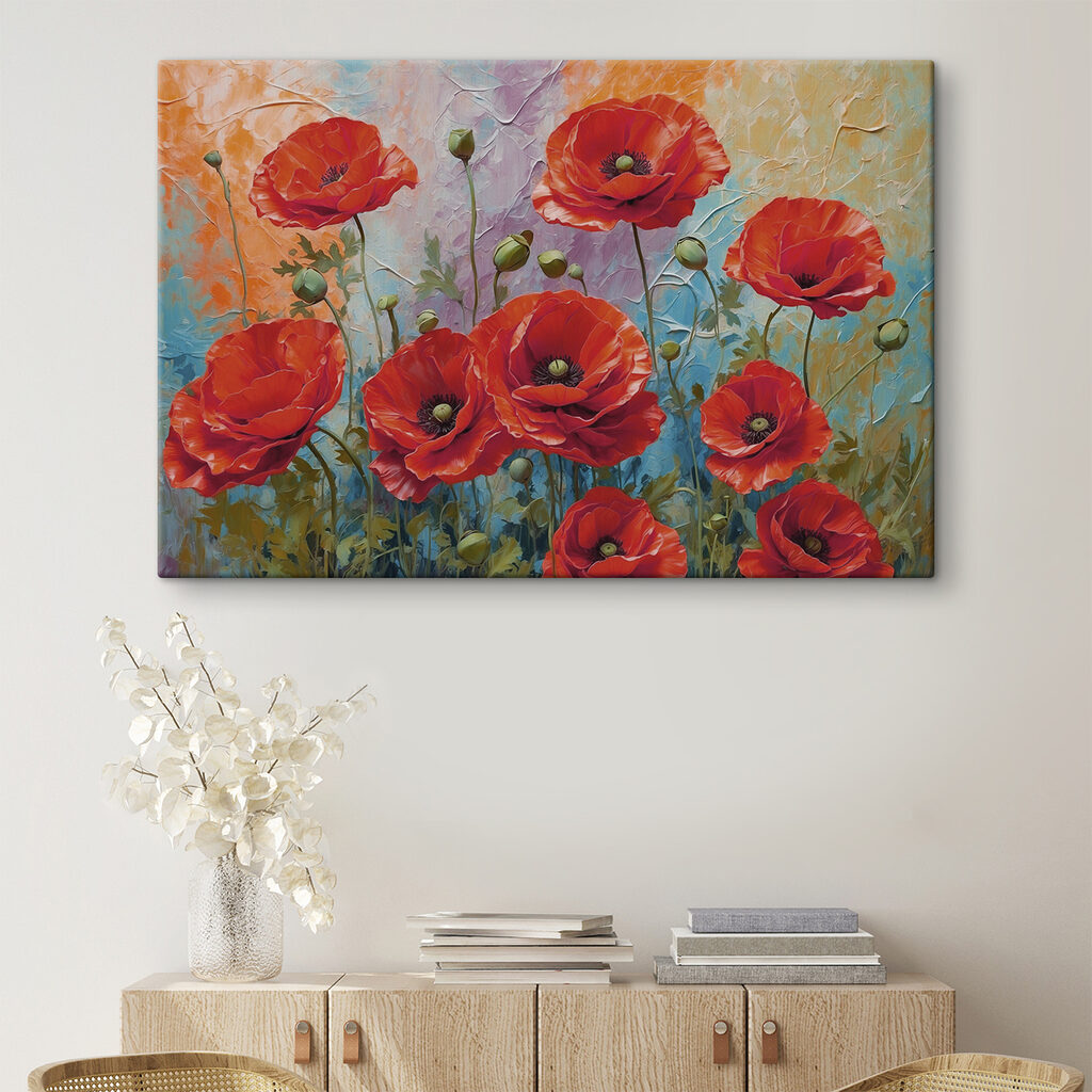Painting of red flowers Painting of red flowers