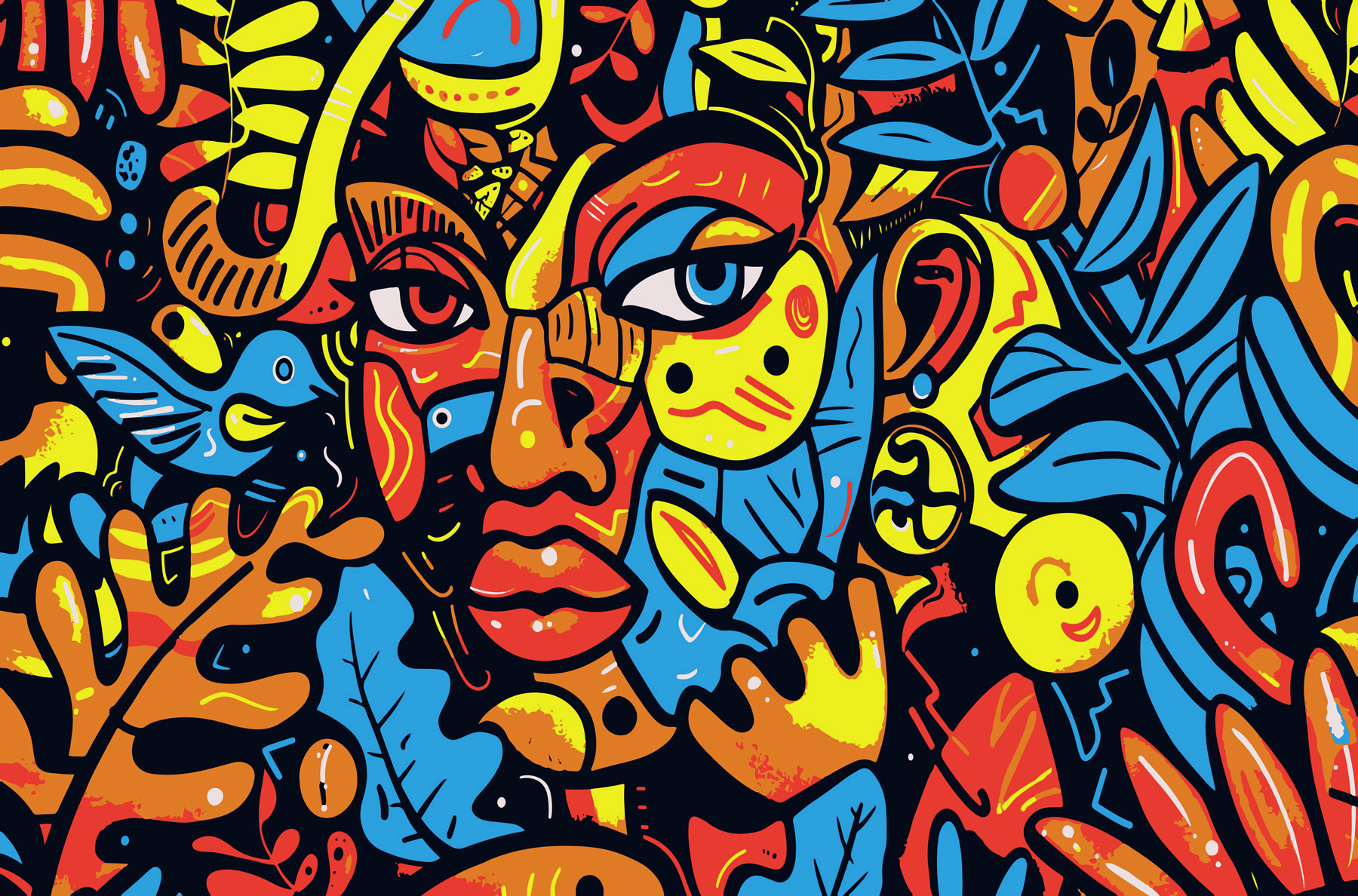 Colorful art of a face