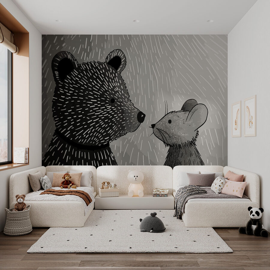 Фотошпалери Мультфільм про ведмедя та мишку - Зображення 3