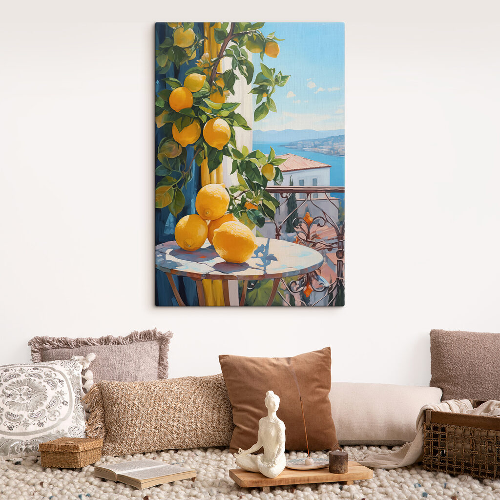 Painting of lemons on a table Painting of lemons on a table
