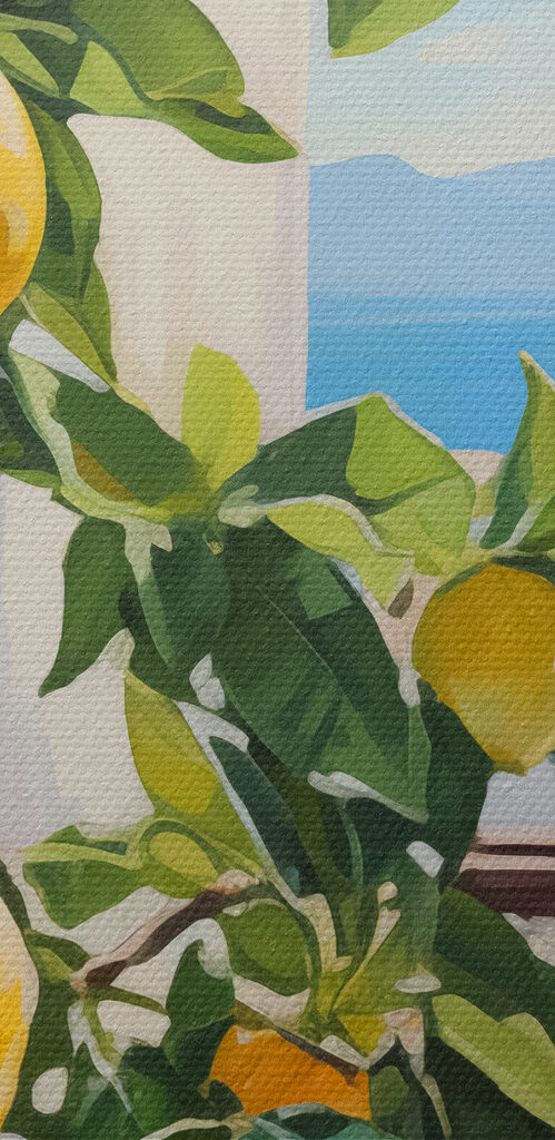 Painting of lemons on a table Painting of lemons on a table