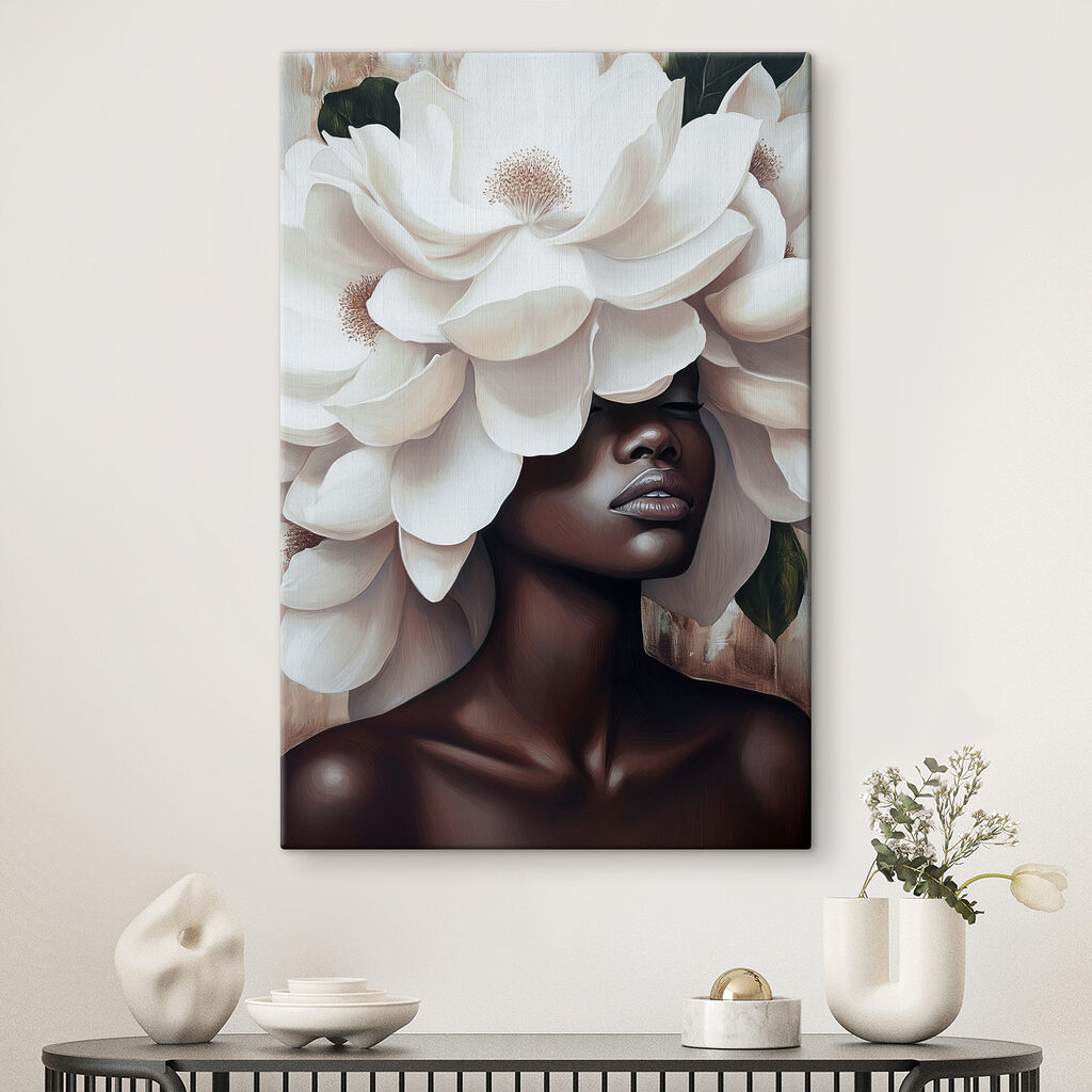 Woman with white flowers on her head