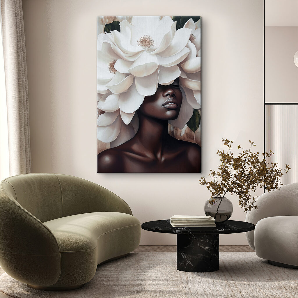 Woman with white flowers on her head