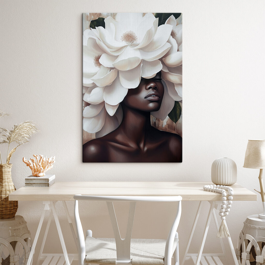 Woman with white flowers on her head