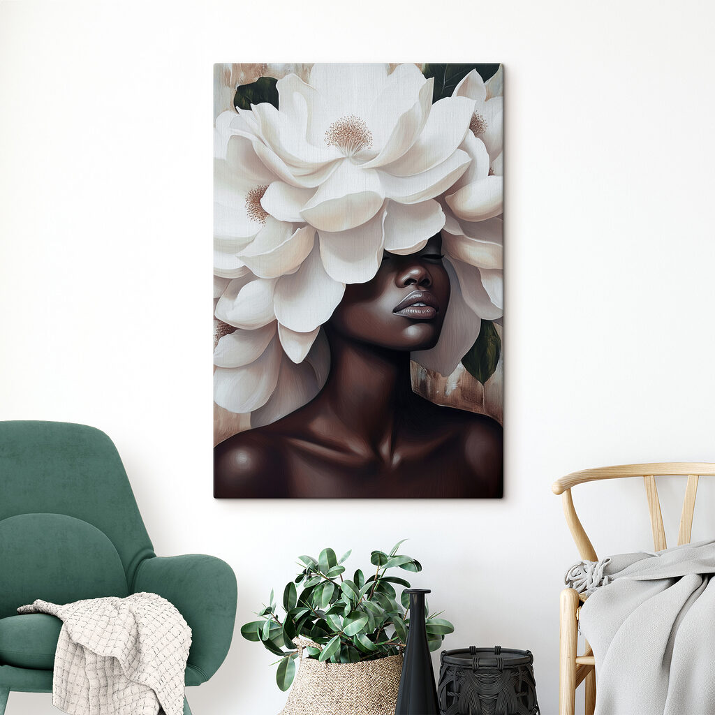 Woman with white flowers on her head