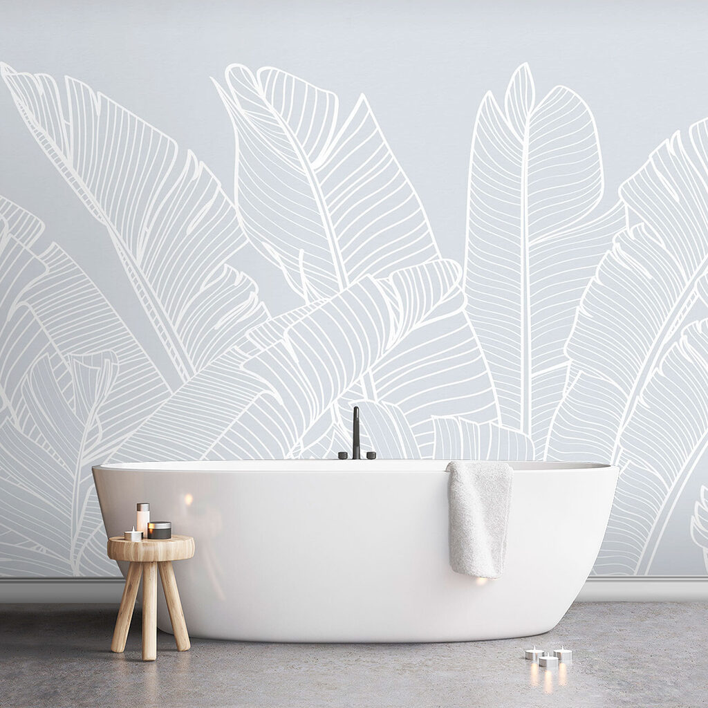 White line drawing of leaves