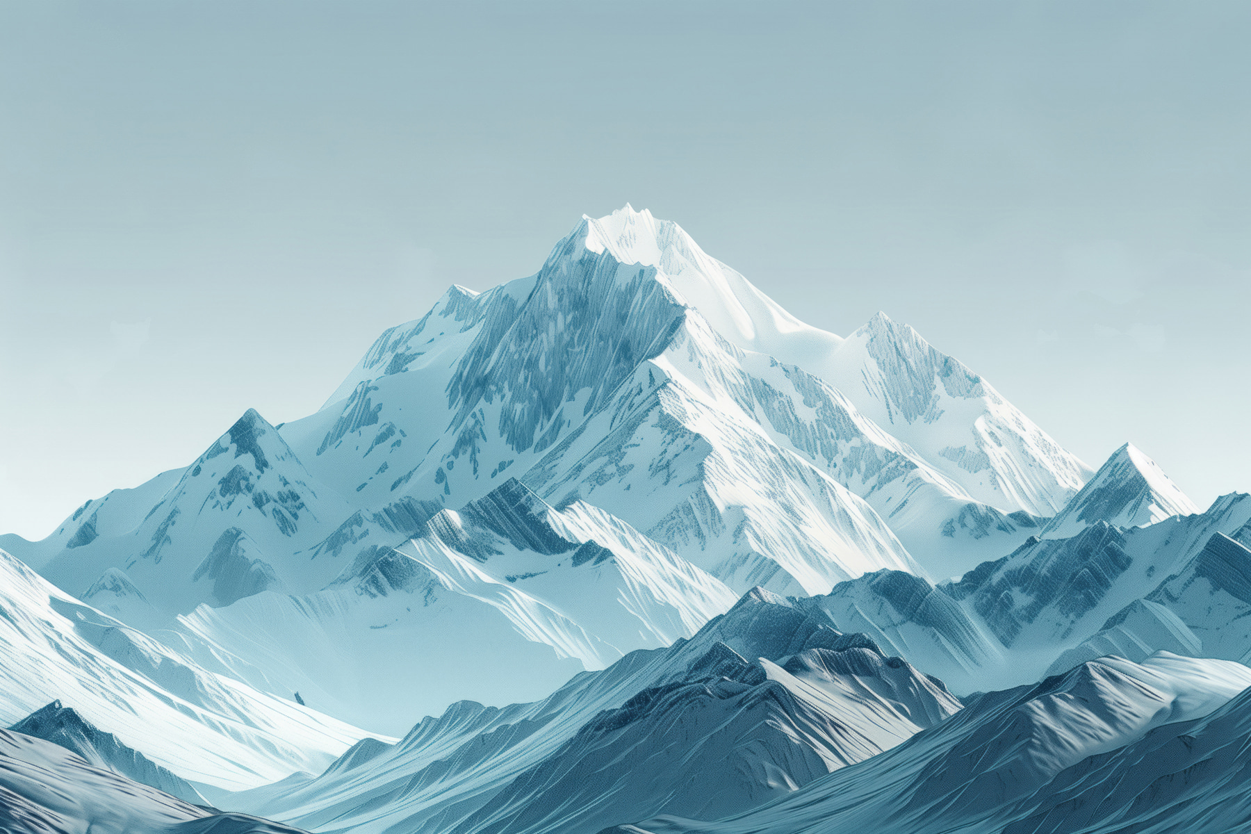 Snowy mountain range with blue sky Snowy mountain range with blue sky