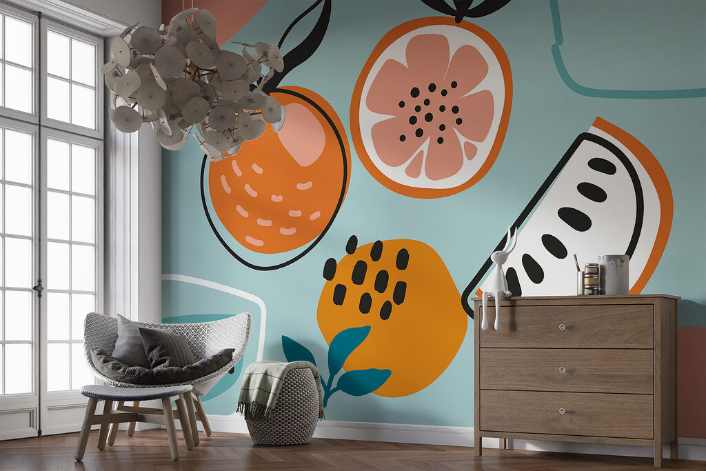 Group of oranges and a glass of water