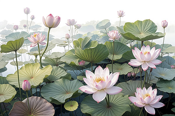 Group of pink flowers and green leaves Group of pink flowers and green leaves