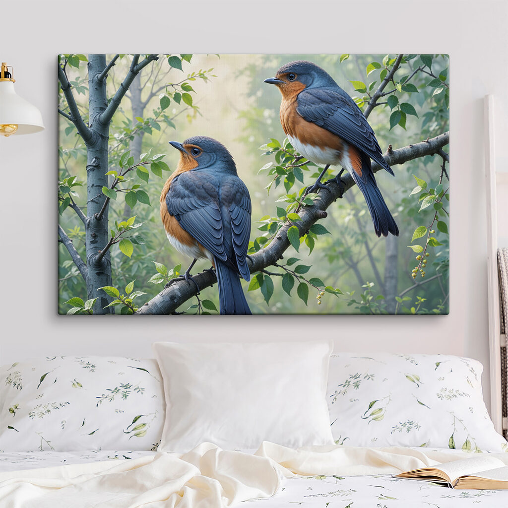 Two birds on a tree branch