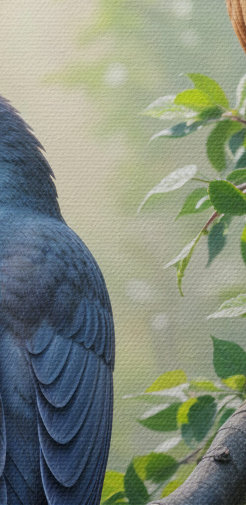 Two birds on a tree branch