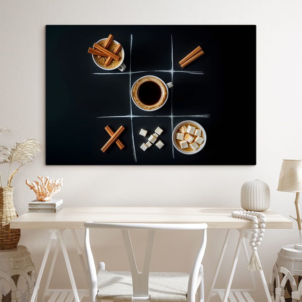 Tic tac toe game with coffee and marshmallows