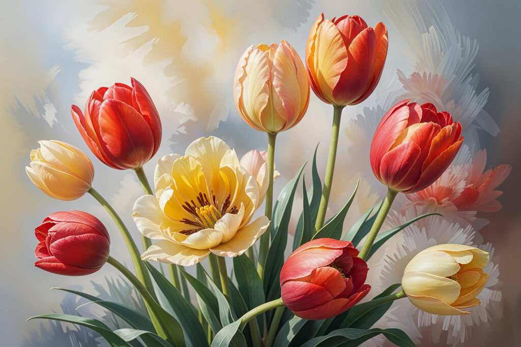 Group of tulips in a vase Group of tulips in a vase