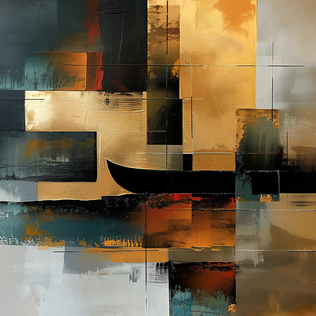 Painting of a boat in different colors Painting of a boat in different colors