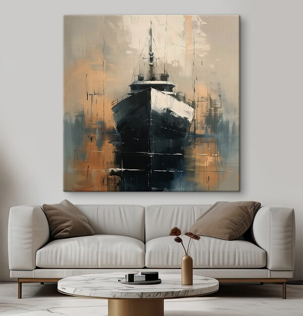 Painting of a boat in the water