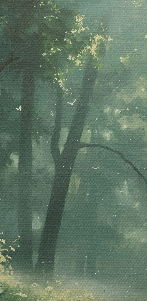 Forest with trees and flowers