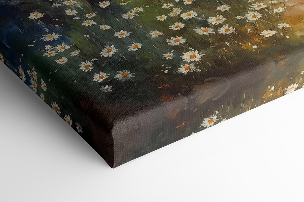 Painting of a forest with flowers and trees