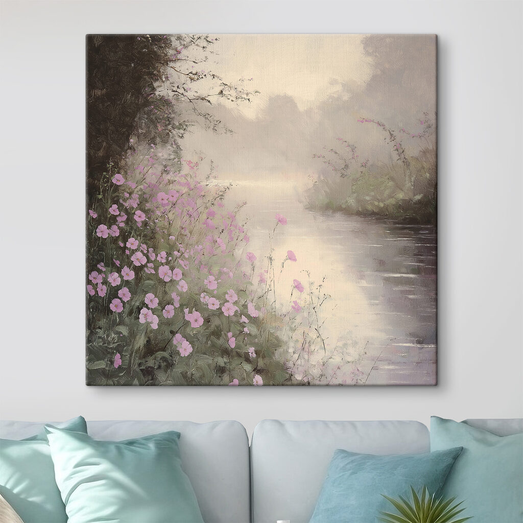 River with purple flowers