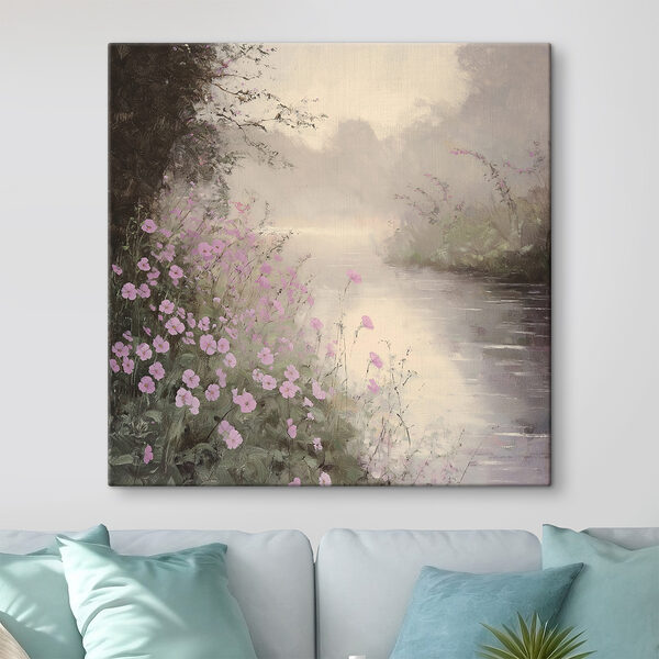 River with purple flowers
