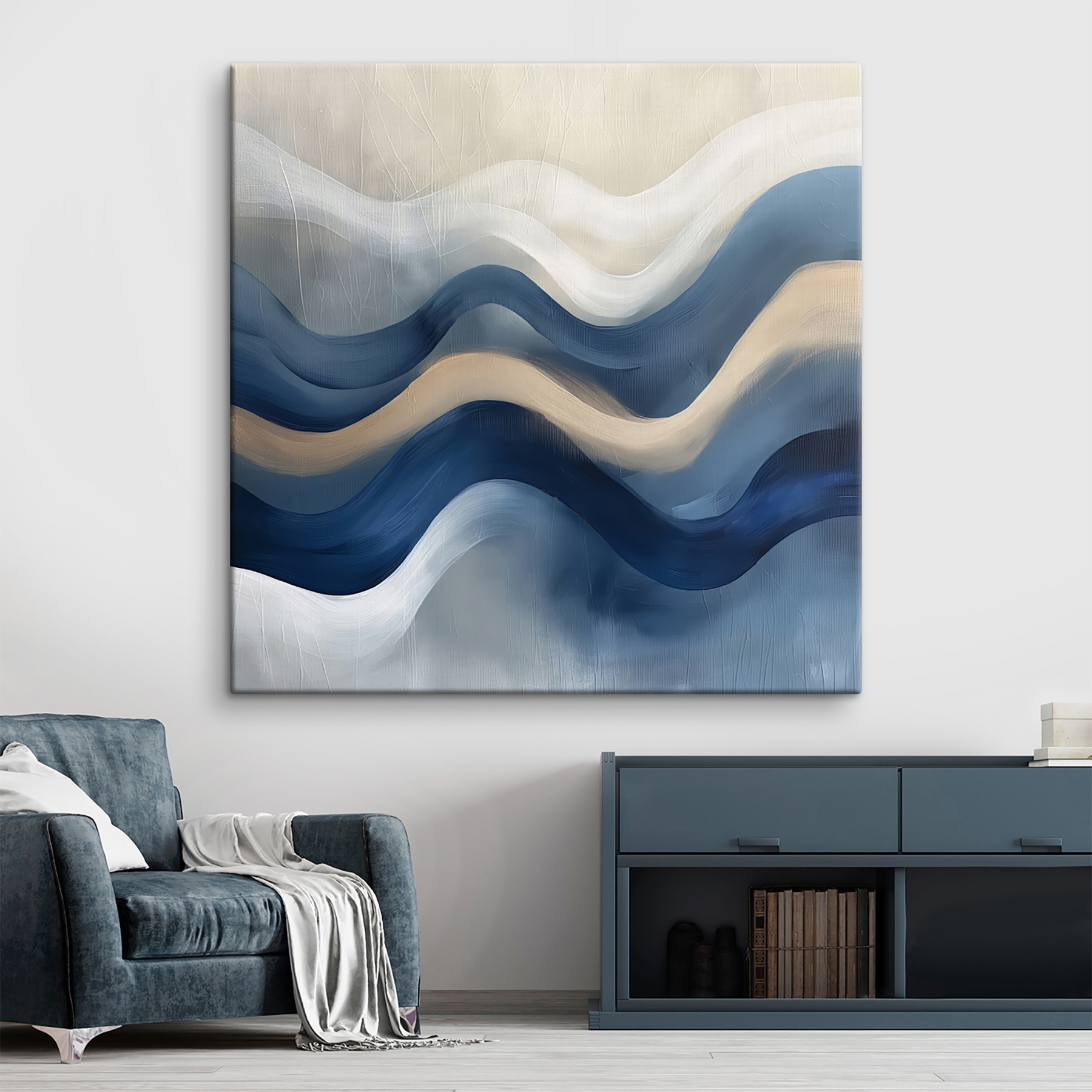 Blue and white wavy lines