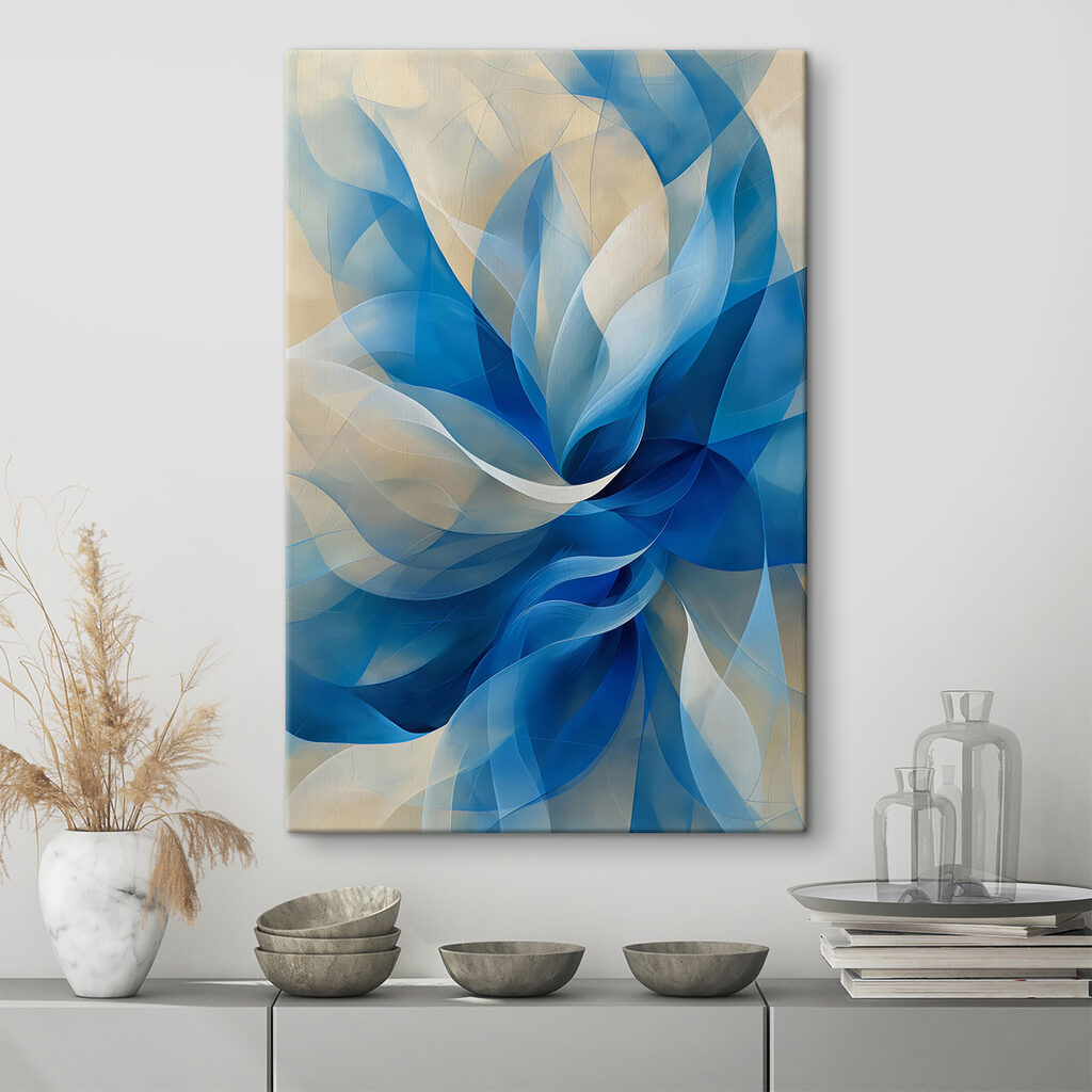 Blue and white swirly flower