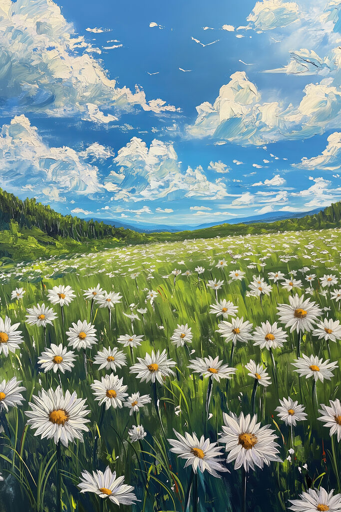 Field of flowers and trees Field of flowers and trees