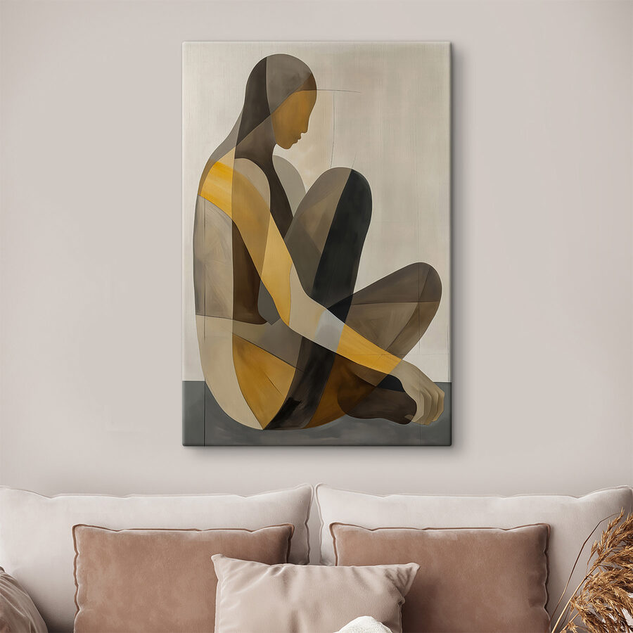 Painting of a woman sitting down Painting of a woman sitting down