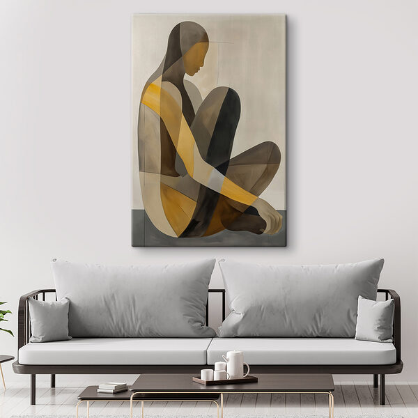 Painting of a woman sitting down Painting of a woman sitting down