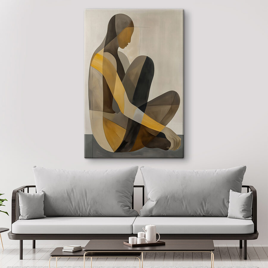 Painting of a woman sitting down Painting of a woman sitting down