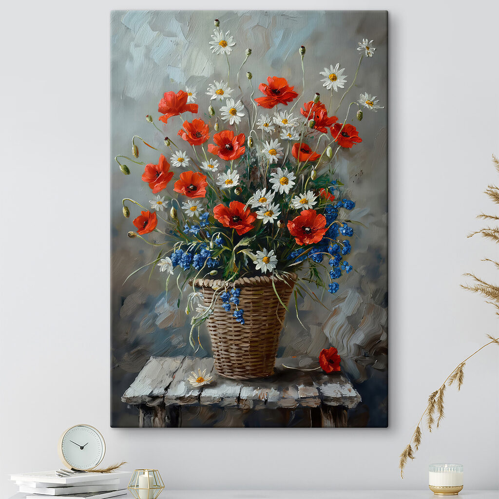 Painting of flowers in a basket