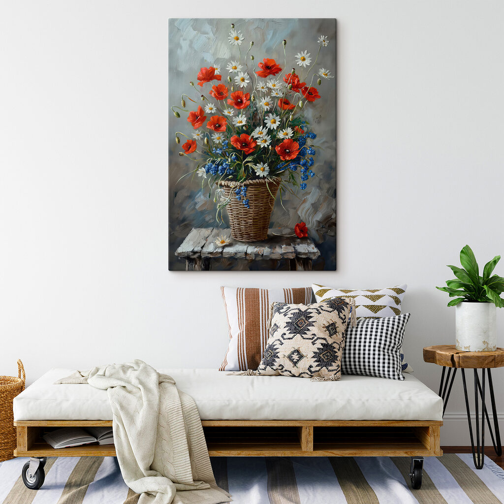 Painting of flowers in a basket