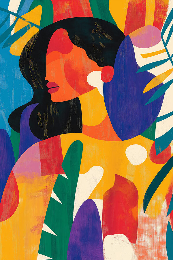 Woman with colorful leaves Woman with colorful leaves
