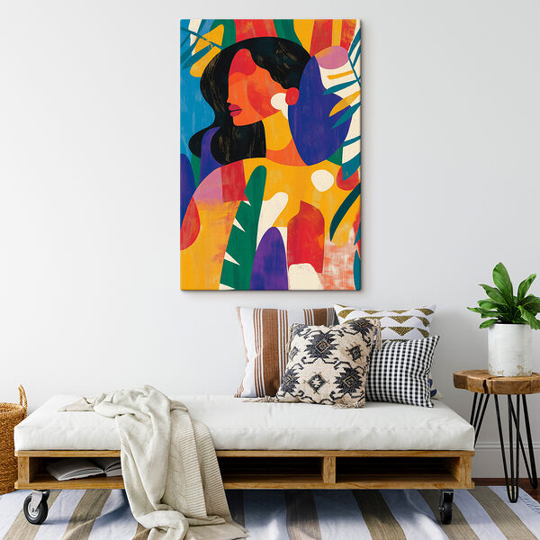 Woman with colorful leaves Woman with colorful leaves