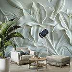 Фотошпалери Різьблення білих квітів на стіні