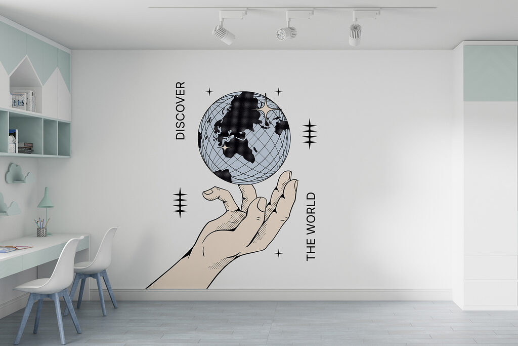 Hand holding a globe