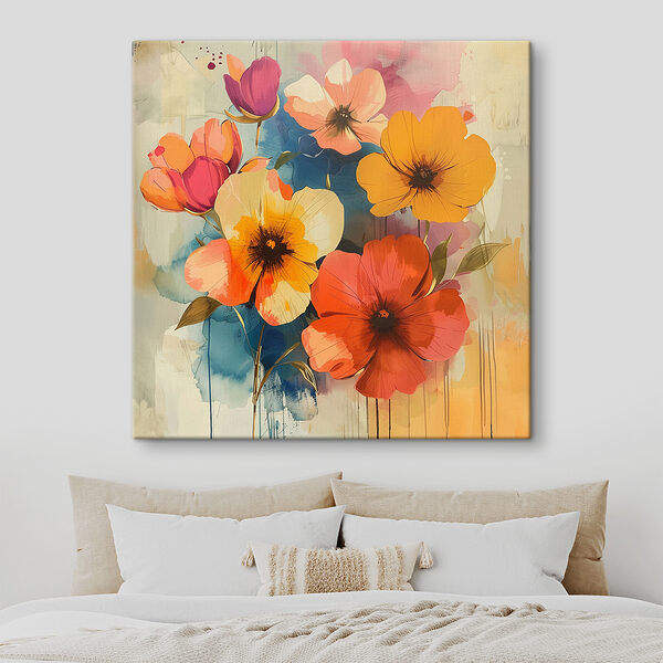 Painting of flowers on a wall Painting of flowers on a wall