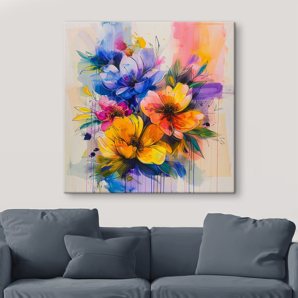 Painting of flowers on a white background Painting of flowers on a white background