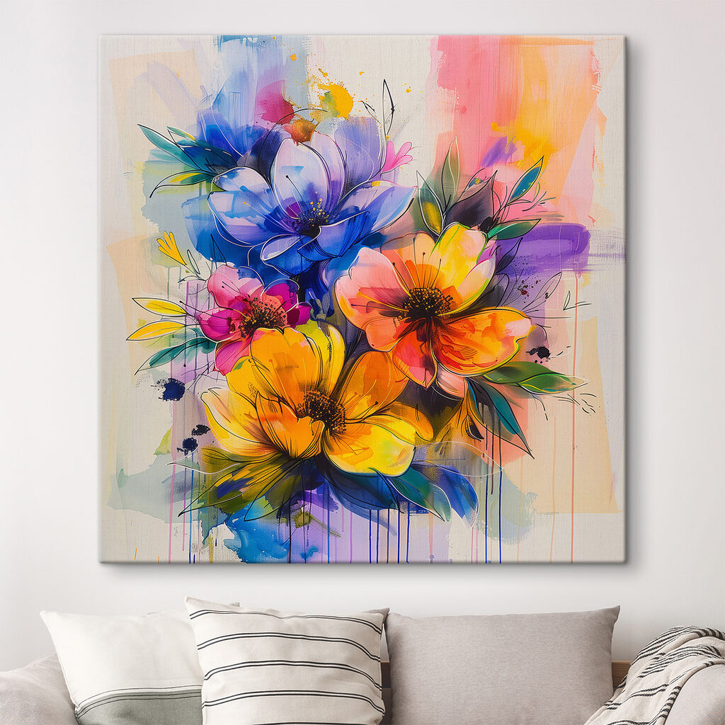 Painting of flowers on a white background Painting of flowers on a white background