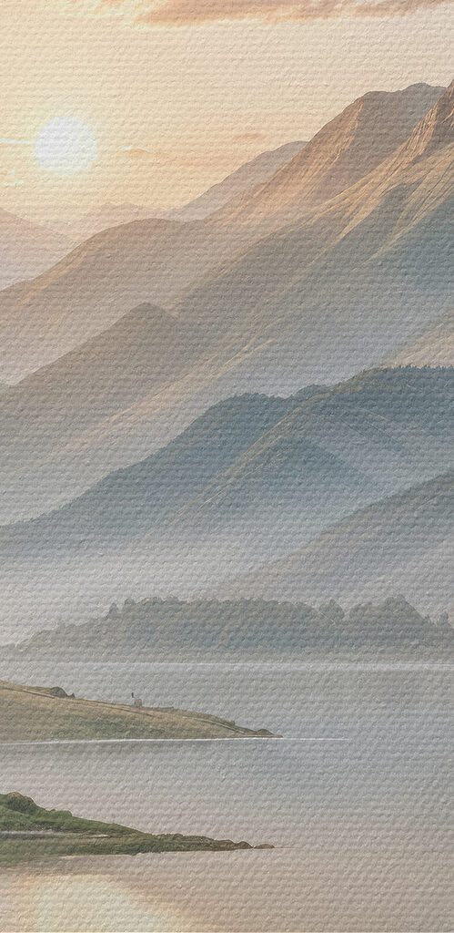 Lake with mountains and a boat