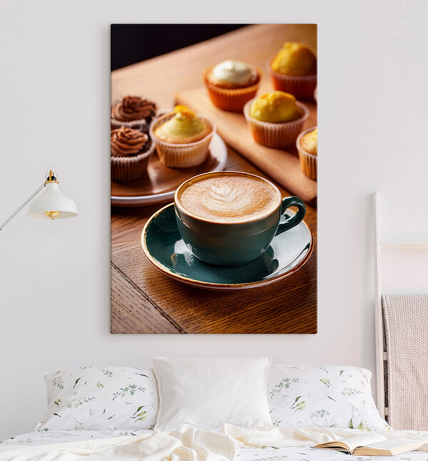 Cup of coffee and cupcakes on a table Cup of coffee and cupcakes on a table